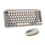 Logitech POP Keys + POP Mouse - Wireless Keyboard and Bluetooth Mouse Combo with Typewriter-Style Mechanical Keys, Emoji Features, Cute Compact Design - Mist