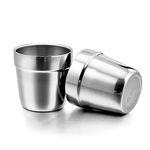 Metal Cups for Kids Baby, E-far 6 Ounce Stainless Steel Insulated Cups for Toddler Children, Training & Transition, Double Wall & Shatterproof, Mirror Polished & Dishwasher Safe - 2 Pack