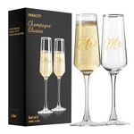 ParaCity Champagne Flutes 8.5oz/250ml, Champagne Glasses Set of 2, Elegant Glass Prosecco Glasses, Gift for Birthday, Wedding, Christmas, Clear Sparkling Champagne Glasses for Women, Men