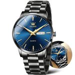 OLEVS Watches for Men Waterproof Analog Mens Watches Blue Big Face Luxury Wrist Watches for Men Stainless Steel Simple Day Date Mens Watch Minimalist Quartz Father Watches, Montre Homme