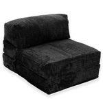 Gilda Jazz Chair Bed Fold Out Futon Single Mattress Corduroy FOAM INNERS (Deluxe, Black)