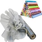 Time to Sparkle 26M x 29cm Sheer Organza Roll Sash Fabric Table Runner Sashes Chair Cover Bows Swags Wedding Party - Gun Metal Grey