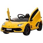 HOMCOM Lamborghini Aventador Licensed 12V Kids Electric Ride On Car Racing Car Toy with Parental Remote Control Battery-powered 2 Motors Music Lights for 3-8 Years Old Yellow