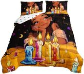 Black Girls Bedding Set Afro Girl Twin Comforter Set for Girls,American African Princess Magical Quilt for Toddler Kids Teenager,Kawaii Room Decor,Happy Birthday Gift