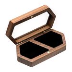 COSISO Engagement Wooden Ring Bearer Box or 2 Rings, Portable Wedding Ring Box for Wedding Ceremony Proposal