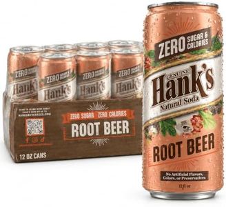 Hank's Soda ZERO Root Beer, Sugar Free, Calorie Free, All-Natural Ingredients, 12 Cans