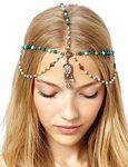 Traziewell Head Band Chain Headband Hippie Headpieces Bohemia Headwear Carnival Head Pieces Hair Accessories for Women Girls HB000808