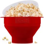 The Original Korcci Microwaveable Silicone Popcorn Popper, BPA Free Microwave Popcorn Popper, Collapsible Microwave Popcorn Maker Bowl, Use In Microwave, Dishwasher Safe (Cherry Red)