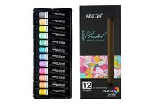 BRUSTRO Artist's Acrylic Pastel Colour | Set of 12 Colors X 12ml Tubes | Ideal for Paper, Canvas, Shading, Portrait, Coloring, Inter-mixable, Perfect for Artists and Crafters