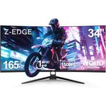 Z-Edge 34 Inch Ultrawide Curved 3440x1440 UWQHD Gaming Monitor 165Hz(DP×2) 100Hz(HDMI×2) 1ms MPRT, 21:9 Curved Screen, 1500R VA Panel, AMD Freesync, 178 Viewing Angles (DP Cable Included)