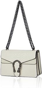 Aiqudou Crossbody handbag and Satchel Bag for Women - Fashion Snake Print Chain Purse Luxury Leather Shoulder Bags, White, Large