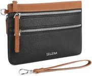 Telena Wristlet Wallets for Women Leather Clutch Purses Ladies Wallet Handbags RFID Blocking Card Holder Black Brown