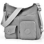 Dora & Liz Multipurpose Crossbody Bags for Women with Antitheft RFID Nylon Shoulder Bag Travel Purse Convertible Backpack, Grey, Large, Women Purse Handbag