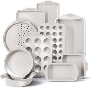 Country Kitchen Nonstick Stackable Bakeware Set - Heavy Duty, Durable, Easy Release Baking Set, Cream, 10 Pcs