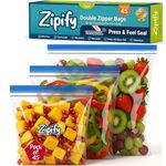 Zipify Zip Lock Bag | Pack of 45 |15 L+15 M+15 S | Ziplock Pouch | Ziplock Bags For Fridge | MultiPurpose Storage Double Zipper Bag, Travel Packing, Reusable and Reclosable, Leak- Proof, Food Grade