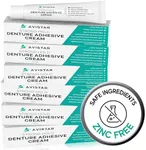 Extra Strong Denture Adhesive Cream, 12 Hour Hold Dental Glue, Waterproof, Zinc & Fluoride Free, Easy Apply Nozzle, Seals Food Out for Comfort, Mint Flavor (6 Pack, 4.2 Fl Oz)