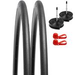 YUNSCM 2 Pcs 700C Bike Tires 700 x 23C/23-622 120TPI and 700C Bike Tubes Presta Valve with 2 Rim Strips Compatible with 700x21C 700x22C 700x23C 700x24C 700x25C Bike Bicycle Tires and Tubes (Y-580)