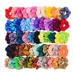 Simnice 60 Colors Silk Large Satin Hair Scrunchies Elastic Hair Bobbles Ponytail Holder Hair Scrunchy Vintage Hair Ties Accessories for Women Girls