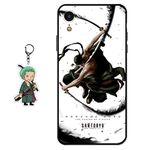 Compatible with iPhone XR Case One Piece Anime Design [with Roronoa Zoro Figure Keychain], Soft Silicone TPU Animation Cool Phone Case for iPhone XR