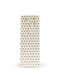 Riha Bags: Satin Ribbon Handle Wine Bottle White & Gold Printed Paper Carry Bag - (5 * 4 * 14 Inches) (Pack of 10) (Polka)