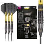 TARGET Darts Scott Williams Black 90% Tungsten Steel Tip Darts Set – 23g Steel Tip Dart Set, Swiss Point Darts, SP Tool Included, Player Edition Shaggy Dart Set