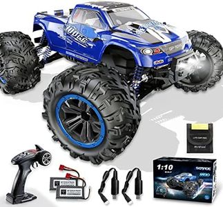 Soyee RC Cars 1:10 Scale RTR 46km/h High Speed Remote Control Car All Terrain Hobby Grade 4WD Off-Road Waterproof Monster Truck Electric Toys for Kids and Adults -1600mAh Batteries x2