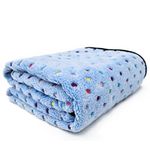 PAWZ Road Pet Dog Blanket Fluffy Fleece Fabric Soft and Cute Warm Dot Print Blanket Washable for Cats and Dogs Blue L:140 * 100cm