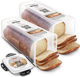 Tafura Bread Container [Pack of 2] Plastic Bread Box | Bread Keeper with Airtight Lid | Bread Loaf Storage Container | Airtight Loaf Bread Saver, BPA Free, 5 Liter