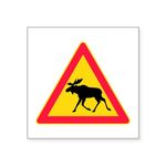 CafePress Moose Crossing Road Sign Rectangle Sticker Square Bumper Sticker, 3"x3" (Small) or 5"x5" (Large)