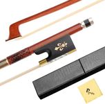 Poseidon Violin Bow 4/4 Brazilwood Violin Bows-Performance Bows Made with Ebony Frog And Octagonal Copper Wire Winding Mount with Fleur-de-lis Inlay, Mongolian Horse Hair for Professional Players