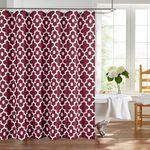 Biscaynebay Extra Long Textured Fabric Shower Curtains 72" W x 84" L, Burgundy Morocco Pearl Printed Hotel Spa Luxury Decorative Bathroom Curtain Machine Washable