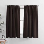 PONY DANCE Kitchen Curtain Panels - Blackout Window Drapes Room Darkening Short Curtains Home Decoration Window Coverings with Rod Pocket, W 52 x L 45 inches, Chocolate Brown, 2 PCs