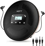 HOTT CD903TF Portable CD Player for Car with Bluetooth FM Transmitter，Rechargeable Touch Button Backlight Display Black
