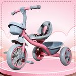 Kidsmate Starlight Premium Tricycle for Kids 2 to 5 yrs | Trikes for Boys & Girls | Baby Cycle with Eva Wheels, Bell and Toy Basket | Safe & Stylish Ride-On Bike | Max User Weight 30kg - Pink