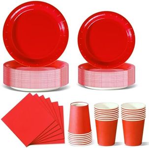 Nkaiso 96 Piezas Rojo Oscuro Vajilla Fiesta Cumpleaños, Platos y Vaso Cumpleaños Infantil, Set de Party Decoración Platos Desechable Servilletas para Navidad, Barbacoas, Fiestas -24 Invitado