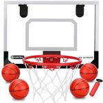 Indoor Over Door Mini Basketball Hoop Set for Kids Adults, Upgrade Wall Mount Basketball Hoop for Wall with Large Dunk Rim, Room Basketball Hoops Game with 4 Small 6" Balls Gift for Boys Girls Teen