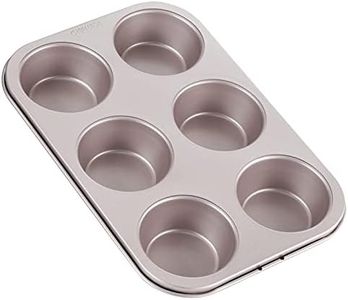 CHEFMADE Muffin Cake Pan, 6-Cavity Non-Stick Cupcake Pan Bakeware for Oven Baking (Champagne Gold)