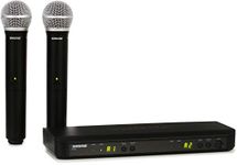 Shure BLX288/PG58 UHF Wireless Microphone System - Perfect for Church, Karaoke, Vocals - 14-Hour Battery Life, 100m Range | Includes (2) PG58 Handheld Vocal Mics, Dual Channel Receiver | H9 Band