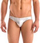 Gary Majdell Sport Mens Print Contour Pouch Bikini Swimsuit (X-Large, Silver Ice)