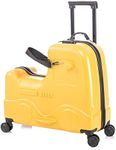Apelila 22 inch Ride on Suitcase for Kids Travel Luggage Trolley Suitcase with Spinner Wheels Travel Luggage for Child with Combination Lock/Safety Belt/Telescoping Handle (Yellow)