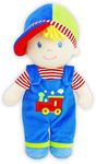 June Garden Soft Dolly Ben - Stuffed Soft Baby Boy Doll for Birth and Up - Blue Outfit