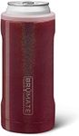 BrüMate Hopsulator Slim Can Cooler Insulated for 12oz Slim Cans | Skinny Can Coozie Insulated Stainless Steel Drink Holder for Hard Seltzer, Beer, Soda, and Energy Drinks (Glitter Merlot)