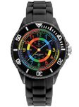 Alienwork Kids Children's Teacher Watch Boys Girls Black Silicone Strap Multi-Coloured Children's Kid Waterproof 5 ATM Learning Time