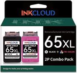 INKCLOUD Compatible Ink Cartridges Replacement for HP Ink 65 65XL Black Color Combo Pack for HP 5055 5000 5052 5010 5070 5014 3755 3700 2600 3752 2652 2655 2622 2640 (1 Black 1 Tri-Color)