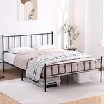 Molblly King Size Metal Platform Bed Frame with Headboard,Steel Slat Support/No Box Spring Needed/Easy Assembly, Black