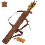 Bantoro Crafts Brown Leather Traditional Leather Archery Quiver Arrows Holder Waist/Hip Hanging Sling Bag Shooting Hunting Shoulder Strap Adjustable Belt Bag