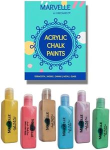 GREENARTZ Marvelle Acrylic Chalk Paints Pastel Colours (6 x 50ml) for glass decor artwork lippan wood walls and canvas matte finish | No Wax Needed