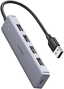 UGREEN Ultra Slim 4 Port USB 3 Hub with 5Gbps Data Transfer, 5V/2.4A Power Supply Multiple Port Extension Hub for Laptop, PC, MacBook, iMac, Xbox, PS4/PS5, Hard Drive and More Visit The Store （0.15m)