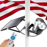 Deneve Solar Flagpole Light - IP65 Waterproof Flag Pole Light Solar Powered with Remote Control - Adjustable Brightness Dusk to Dawn for Flag Pole, Outdoor, Landscape, Patio - Flag Pole Spotlight