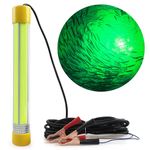 Underwater Fishing Light Super Bright 50W 30000 Lumens 12V 16.5ft Wire LED Submersible Fish Bait Finder Deep Drop Night Fishing Light Green Night Boat Lamp for Squid Shrimp Prawns Fish